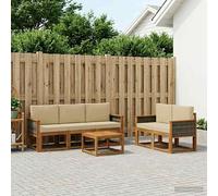 vidaXL Set di divani da esterno con cuscino 6 pcs Naturale, Divano da esterno, mobili modulari, set per patio, sedute da giardino robuste per il comfort sulla terrazza