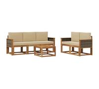 vidaXL Set di divani da esterno con cuscino 6 pcs Naturale, Divano da esterno, mobili modulari, set per patio, sedute da giardino robuste per il comfort sulla terrazza