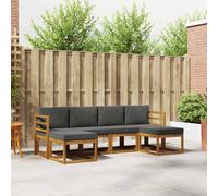 vidaXL Set di divani da esterno con cuscino 6 pcs Naturale e Antracite