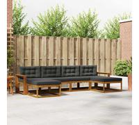 vidaXL Set di divani da esterno con cuscino 6 pcs Naturale e Antracite, Divano da giardino moderno, set elegante per esterni, mobili in acacia, relax in giardino, vicino alla piscina
