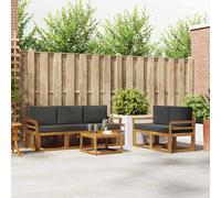 vidaXL Set di divani da esterno con cuscino 6 pcs Naturale e Antracite, Divano da esterno, mobili modulari, set per patio, sedute da giardino robuste per il comfort sulla terrazza