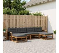 vidaXL Set di divani da esterno con cuscino 6 pcs Naturale e Antracite, Set di divani moderni in acacia, arredo da giardino resistente, comodo per giardino e relax a bordo piscina