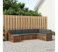 vidaXL Set di divani da esterno con cuscino 6 pcs Naturale e Antracite, Mobili da Giardino, Divano Moderno per Esterni, Set per Patio, Lounge Terrazza, Comfort Resistente