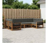 vidaXL Set di divani da esterno con cuscino 6 pcs Naturale e Antracite, Set di divani in legno di acacia, lounge moderna per il giardino, mobili resistenti, opzioni eleganti per il patio