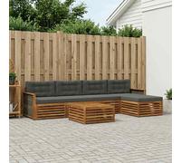 vidaXL Set di divani da esterno con cuscino 6 pcs Naturale e Antracite