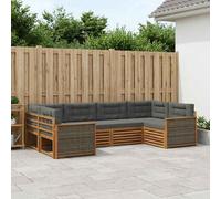 vidaXL Set di divani da esterno con cuscino 6 pcs Naturale e Antracite, Mobili da giardino, divano moderno, set sezionale per patio e relax in terrazza