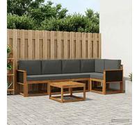 vidaXL Set di divani da esterno con cuscino 6 pcs Naturale e Antracite, Divano Sezionale Esterno, Set Lounge Moderno, Sedia Patio Robusta, Mobili Comodi per Rilassarsi