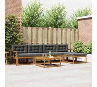vidaXL Set di divani da esterno con cuscino 6 pcs Naturale e Antracite
