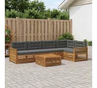 vidaXL Set di divani da esterno con cuscino 6 pcs Naturale e Antracite