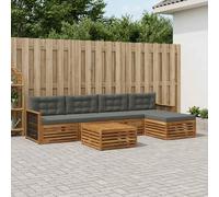 vidaXL Set di divani da esterno con cuscino 6 pcs Naturale e Antracite