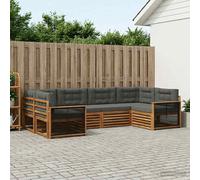vidaXL Set di divani da esterno con cuscino 6 pcs Naturale e Antracite, Divano Sezionale per Giardino, Arredo Esterno Resistente, Lounge Moderna, Set Elegante e Confortevole
