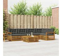 vidaXL Set di divani da esterno con cuscino 6 pcs Naturale e Antracite