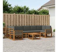 vidaXL Set di divani da esterno con cuscino 6 pcs Naturale e Antracite, Set Divano Esterno in Legno di Acacia, Lounge Moderna, Modularità, Arredo per Giardino, Comodità in Cortile