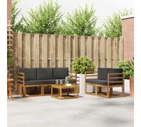 vidaXL Set di divani da esterno con cuscino 6 pcs Naturale e Antracite