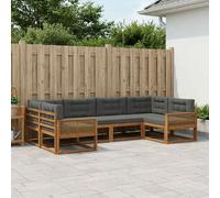vidaXL Set di divani da esterno con cuscino 6 pcs Naturale e Antracite, Set di divani in legno di acacia, lounge moderna per il giardino, mobili resistenti, opzioni eleganti per il patio