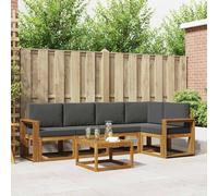 vidaXL Set di divani da esterno con cuscino 6 pcs Naturale e Antracite, Divano Sezionale Esterno, Set Lounge Moderno, Sedia Patio Robusta, Mobili Comodi per Rilassarsi
