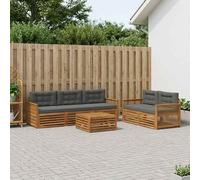 vidaXL Set di divani da esterno con cuscino 6 pcs Naturale e Antracite, Divano Sezionale da Giardino, Mobili Outdoor, Set per Terrazza e Salotto all'Aperto