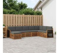vidaXL Set di divani da esterno con cuscino 6 pcs Naturale e Antracite