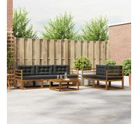 vidaXL Set di divani da esterno con cuscino 6 pcs Naturale e Antracite, Set di Mobili da Giardino, Collezione di Divani da Esterno Moderna, Patio Resistente, Disposizione di Seduta Sezionale