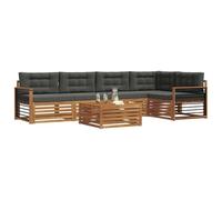 vidaXL Set di divani da esterno con cuscino 6 pcs Naturale e Antracite, Arredamento da giardino, divano moderno, comodo set sezionale per rilassarsi in terrazza