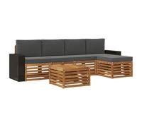 vidaXL Set di divani da esterno con cuscino 6 pcs Naturale e Antracite, Arredamento da giardino, divano moderno all'aperto, set angolare, lounge patio, comfort per terrazza