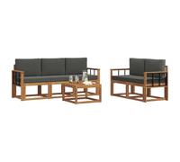 vidaXL Set di divani da esterno con cuscino 6 pcs Naturale e Antracite, Divano da esterno, mobili modulari, set per patio, sedute da giardino robuste per il comfort sulla terrazza