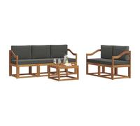 vidaXL Set di divani da esterno con cuscino 6 pcs Naturale e Antracite, Divano da esterno, mobili modulari, set per patio, sedute da giardino robuste per il comfort sulla terrazza