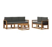 vidaXL Set di divani da esterno con cuscino 6 pcs Naturale e Antracite, Divano da esterno, mobili modulari, set per patio, sedute da giardino robuste per il comfort sulla terrazza
