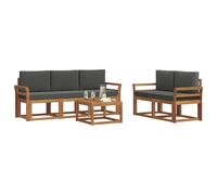 vidaXL Set di divani da esterno con cuscino 6 pcs Naturale e Antracite, Divano da esterno, mobili modulari, set per patio, sedute da giardino robuste per il comfort sulla terrazza