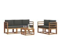 vidaXL Set di divani da esterno con cuscino 6 pcs Naturale e Antracite, Divano da esterno, mobili modulari, set per patio, sedute da giardino robuste per il comfort sulla terrazza