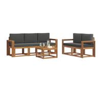 vidaXL Set di divani da esterno con cuscino 6 pcs Naturale e Antracite, Divano da esterno, mobili modulari, set per patio, sedute da giardino robuste per il comfort sulla terrazza