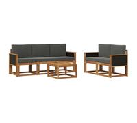 vidaXL Set di divani da esterno con cuscino 6 pcs Naturale e Antracite, Divano da esterno, mobili modulari, set per patio, sedute da giardino robuste per il comfort sulla terrazza
