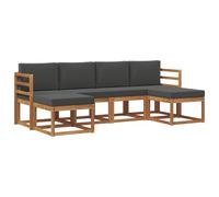 vidaXL Set di divani da esterno con cuscino 6 pcs Naturale e Antracite, Divano da esterno moderno, arredo giardino resistente, lounge elegante per piscina, seating versatile, design minimalista