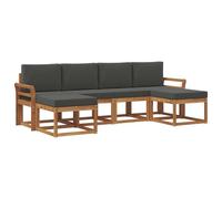 vidaXL Set di divani da esterno con cuscino 6 pcs Naturale e Antracite, Divano da esterno moderno, arredo giardino resistente, lounge elegante per piscina, seating versatile, design minimalista