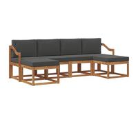 vidaXL Set di divani da esterno con cuscino 6 pcs Naturale e Antracite, Divano da giardino moderno, resistente alle intemperie, stile minimalista per relax chic in cortile