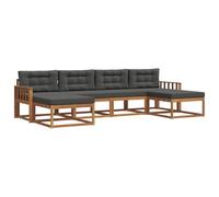 vidaXL Set di divani da esterno con cuscino 6 pcs Naturale e Antracite, Divano da giardino moderno, set elegante per esterni, mobili in acacia, relax in giardino, vicino alla piscina