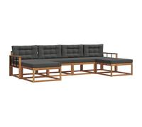 vidaXL Set di divani da esterno con cuscino 6 pcs Naturale e Antracite, Divano da giardino moderno, set elegante per esterni, mobili in acacia, relax in giardino, vicino alla piscina