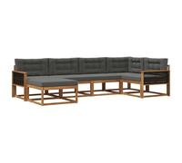 vidaXL Set di divani da esterno con cuscino 6 pcs Naturale e Antracite, Divano da patio, sezionale moderno, arredamento resistente per giardino, perfetto per lounge all'aperto