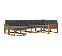 vidaXL Set di divani da esterno con cuscino 6 pcs Naturale e Antracite, Divano da patio, sezionale moderno, arredamento resistente per giardino, perfetto per lounge all'aperto