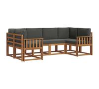 vidaXL Set di divani da esterno con cuscino 6 pcs Naturale e Antracite, Divano modulare in legno di acacia, set di mobili da esterno moderni, soluzione per soggiorno da giardino, decorazioni per il g