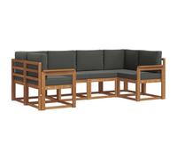 vidaXL Set di divani da esterno con cuscino 6 pcs Naturale e Antracite, Divano modulare in legno di acacia, set di mobili da esterno moderni, soluzione per soggiorno da giardino, decorazioni per il g