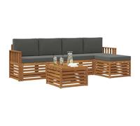 vidaXL Set di divani da esterno con cuscino 6 pcs Naturale e Antracite, Divano sezionale moderno per giardino, arredo patio resistente, comodo per il tuo soggiorno all'aperto