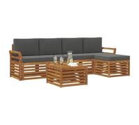 vidaXL Set di divani da esterno con cuscino 6 pcs Naturale e Antracite, Divano sezionale moderno per giardino, arredo patio resistente, comodo per il tuo soggiorno all'aperto