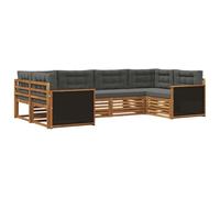 vidaXL Set di divani da esterno con cuscino 6 pcs Naturale e Antracite, Mobili da giardino, divano moderno, set sezionale per patio e relax in terrazza
