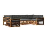 vidaXL Set di divani da esterno con cuscino 6 pcs Naturale e Antracite, Divano Sezionale per Giardino, Arredo Esterno Resistente, Lounge Moderna, Set Elegante e Confortevole