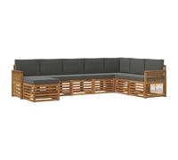 vidaXL Set di divani da esterno con cuscino 6 pcs Naturale e Antracite, Mobili da Giardino, Divano Moderno per Esterni, Set per Patio, Lounge Terrazza, Comfort Resistente