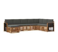 vidaXL Set di divani da esterno con cuscino 6 pcs Naturale e Antracite, Mobili da Giardino, Divano Moderno per Esterni, Set per Patio, Lounge Terrazza, Comfort Resistente