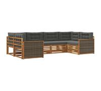 vidaXL Set di divani da esterno con cuscino 6 pcs Naturale e Antracite, Divano Sezionale per Giardino, Arredo Esterno Resistente, Lounge Moderna, Set Elegante e Confortevole
