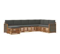 vidaXL Set di divani da esterno con cuscino 6 pcs Naturale e Antracite, Mobili da Giardino, Divano Moderno per Esterni, Set per Patio, Lounge Terrazza, Comfort Resistente