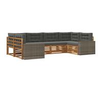 vidaXL Set di divani da esterno con cuscino 6 pcs Naturale e Antracite, Mobili da giardino, divano moderno, set sezionale per patio e relax in terrazza